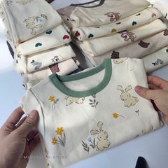 Bộ Đồ Dài Tay Thu Đông Hàn Quốc Cho Bé Trai Gái - Bộ Quần Áo Mặc Nhà Đi Học, Chất Cotton Dày Dạn, Ấm Áp Mùa Lạnh