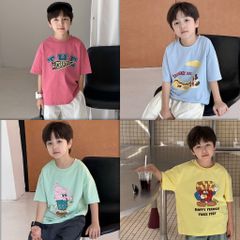Áo Thun Hoạt Hình Dễ Thương AmbbKids Cho Bé Trai & Bé Gái - Chất Cotton Mềm Mịn, Thoáng Mát, Phong Cách Hè 2025