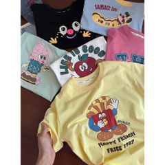 Áo Thun Hoạt Hình Dễ Thương AmbbKids Cho Bé Trai & Bé Gái - Chất Cotton Mềm Mịn, Thoáng Mát, Phong Cách Hè 2025