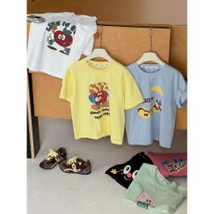 Áo Thun Hoạt Hình Dễ Thương AmbbKids Cho Bé Trai & Bé Gái - Chất Cotton Mềm Mịn, Thoáng Mát, Phong Cách Hè 2025