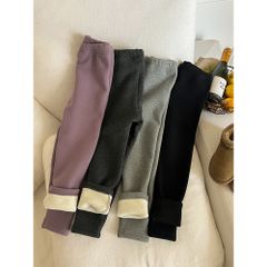 Quần Legging Bé Gái Ambbkids 2024 - Len Nhung Lót Lông Dày Dặn, Co Dãn Mềm Mại, Thời Trang Hàn Quốc Mùa Đông ấm áp