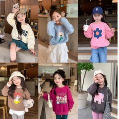 Áo Nỉ Dài Tay Dáng Bom Hoạ Tiết Hoạt Hình Dễ Thương Cho Bé Gái 2-8 Tuổi - Thời Trang Hàn Quốc Thu Đông 2023