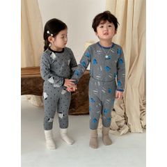 Bộ Đồ Ngủ Dài Tay Cotton Nguyên Chất Cho Bé Trai Gái - Thời Trang Thu Đông Hàn Quốc Dễ Thương Ấm Áp, Size 90-150cm