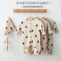 [TẶNG NÓN] Body Dài Tay Cho Bé, Body Sleepsuit Kèm Nón Thu Đông Cho Bé