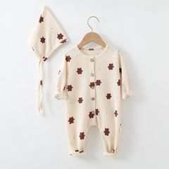 [TẶNG NÓN] Body Dài Tay Cho Bé, Body Sleepsuit Kèm Nón Thu Đông Cho Bé