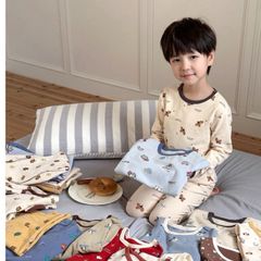 Bộ Quần Áo Ngủ AmbbKids Dài Tay Thu Đông 2024 - Đồ Ngủ Thoáng Mát Cho Bé Trai Bé Gái, Vải Mềm Chất Lượng Cao