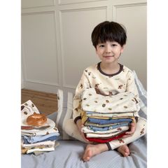 Bộ Quần Áo Ngủ AmbbKids Dài Tay Thu Đông 2024 - Đồ Ngủ Thoáng Mát Cho Bé Trai Bé Gái, Vải Mềm Chất Lượng Cao