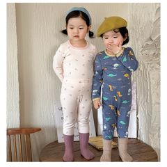Bộ Đồ Ngủ Dài Tay Cotton 280g Không Đường Gân Họa Tiết Dễ Thương Cho Bé Trai Bé Gái - Phong Cách Hàn Quốc