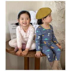 Bộ Đồ Ngủ Dài Tay Cotton 280g Không Đường Gân Họa Tiết Dễ Thương Cho Bé Trai Bé Gái - Phong Cách Hàn Quốc