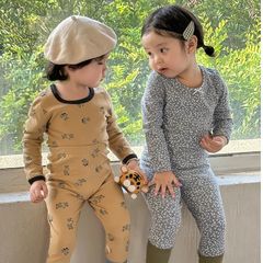 Bộ Đồ Ngủ Dài Tay Cotton 280g Không Đường Gân Họa Tiết Dễ Thương Cho Bé Trai Bé Gái - Phong Cách Hàn Quốc