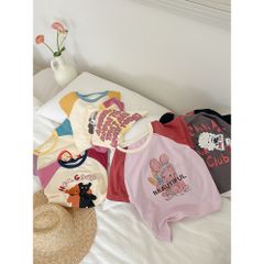 Áo Thun Hoạt Hình Dễ Thương Cho Bé Gái 2-8 Tuổi - Chất Liệu Cotton Mềm Mịn, Xuất Xứ Ambbkids Quảng Châu