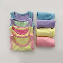 peekaboo2023 Bộ Ba Lỗ Tăm Phối Màu Cực Xinh Cho Bé Trai Bé Gái Phong Cách Hàn Quốc Mới Nhất Hè 2023