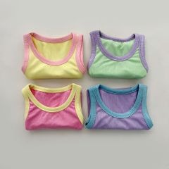 peekaboo2023 Bộ Ba Lỗ Tăm Phối Màu Cực Xinh Cho Bé Trai Bé Gái Phong Cách Hàn Quốc Mới Nhất Hè 2023