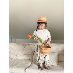 Áo Ren Sơ Mi Ngắn Tay Dễ Thương & Chân Váy Xếp Ly Cho Bé Gái - Thời Trang Mùa Hè Hàng Ambbkids Quảng Châu
