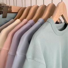 Bộ Quần Áo Dài Tay Cotton Dáng Thụng Bo Gấu Màu Pastel Cho Bé Trai Bé Gái - Thời Trang Thu Đông 2023 Siêu Dễ Thương
