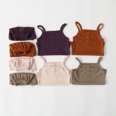 Bộ Hai Dây Wawa Cotton Tổ Ong Cao Cấp Cho Bé Gái - Thời Trang Dễ Thương, Chất Liệu Mềm Mịn, Nhiều Màu Sắc, Size 80-120