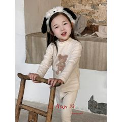 Linanxi-Bộ Đồ Dài Tay Cổ Tròn Kín Giữ Ấm Cổ, Giữ Nhiệt Vùng Bụng Hoạ Tiết Dễ Thương Cho Bé Trai Bé Gái Thu Đông 2024