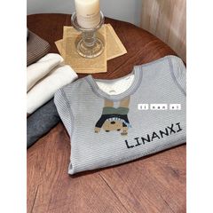 Linanxi-Bộ Đồ Dài Tay Cổ Tròn Kín Giữ Ấm Cổ, Giữ Nhiệt Vùng Bụng Hoạ Tiết Dễ Thương Cho Bé Trai Bé Gái Thu Đông 2024
