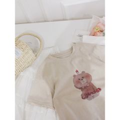 Áo Thun Dáng Rộng Hình Gấu Dễ Thương & Chân Váy Jeans Dài Ambbkids - Thời Trang Hàn Quốc Cho Bé Gái Ngày Hè Chống Muỗi