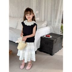 [Ambb] - Áo Thun Sát Nách Cổ Ren Búp Bê Cho Bé Gái Hàng Ambbkids Quảng Châu
