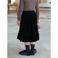 Chân Váy Nhung Dài Tiểu Thư Xếp Ly Phong Cách Hàn Quốc Cho Bé Gái - Thời Trang Thu Đông 2024, Size 90-150