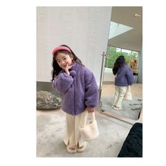 [Xả hàng] Áo Khoác Ambbkids Lông Trần Bông Khoai Môn Tím Sang Trọng Phong Cách Hàn Quốc Cho Bé Gái