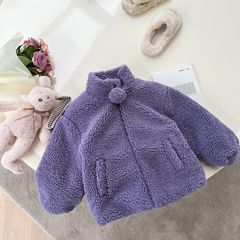 [Xả hàng] Áo Khoác Ambbkids Lông Trần Bông Khoai Môn Tím Sang Trọng Phong Cách Hàn Quốc Cho Bé Gái