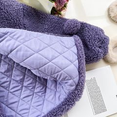 [Xả hàng] Áo Khoác Ambbkids Lông Trần Bông Khoai Môn Tím Sang Trọng Phong Cách Hàn Quốc Cho Bé Gái