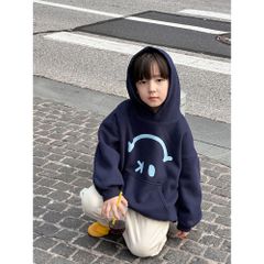Áo Khoác Hoodi Lót Lông Mặt Cười Trùm Đầu Siêu Ấm Cho Bé Trai, Phong Cách Thời Trang Thu Đông 2024, Size 90-150