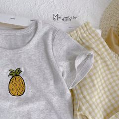 Đồ Bộ Cộc Tay Thêu Rau Củ Quả Dễ Thương Cho Bé - Bộ Thời Trang Mùa Hè Mát Mẻ, Phong Cách Đáng Yêu Từ MINIUMBABY, Size 1-6 Tuổi