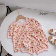Đồ Bộ Cộc Tay Thêu Rau Củ Quả Dễ Thương Cho Bé - Bộ Thời Trang Mùa Hè Mát Mẻ, Phong Cách Đáng Yêu Từ MINIUMBABY, Size 1-6 Tuổi