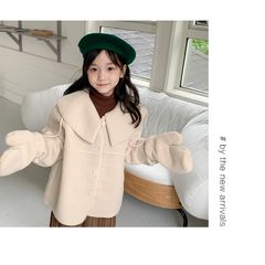 Áo Khoác Bông Dày Kèm Găng Tay Cho Bé Gái - Phong Cách Hàn Quốc Xinh Xắn, Dáng Ngắn, Thời Trang Trẻ Em