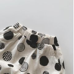 Quần Lửng Hoạ Tiết Cotton Mùa Hè 2023 Cá Tính Cho Bé Trai và Bé Gái Cotton Xược Mỏng In Sóng Chấm Bi Quần Dài Hàn Quốc