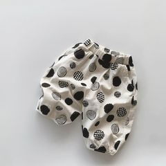 Quần Lửng Hoạ Tiết Cotton Mùa Hè 2023 Cá Tính Cho Bé Trai và Bé Gái Cotton Xược Mỏng In Sóng Chấm Bi Quần Dài Hàn Quốc
