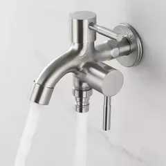 Vòi Nước Đôi Inox 304 Gắn Tường - 1 Đầu Vào 2 Đầu Ra, Chống Gỉ, Dùng Cho Máy Giặt và Thiết Bị Nhà Bếp