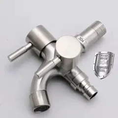 Vòi Nước Đôi Inox 304 Gắn Tường - 1 Đầu Vào 2 Đầu Ra, Chống Gỉ, Dùng Cho Máy Giặt và Thiết Bị Nhà Bếp