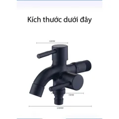 Vòi Nước Đôi Inox 304 Màu Đen Cao Cấp – Thiết Kế Một Đầu Vào Hai Đầu Ra, Dùng Cho Máy Giặt và Thiết Bị Khác
