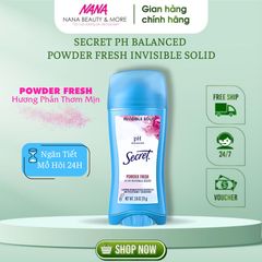Sáp Khử Mùi Secret Powder Fresh 73g Cho Nữ - Ngăn Mùi Và Mồ Hôi, Thoải Mái Suốt Ngày, Hương Thơm Nữ Tính, Không Để Lại Vết Ố