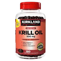 Dầu nhuyễn thể Omega-3 Krill Oil Kirkland Mỹ 180 viên - Bổ sung dinh dưỡng omega-3 cho sức khỏe tuyệt vời