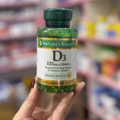 Vitamin D3 Nature’s Bounty 125mcg (5000 IU) - 240 viên Softgel Hỗ Trợ Xương Khớp và Miễn Dịch, Bổ Sung Vitamin D Hằng Ngày