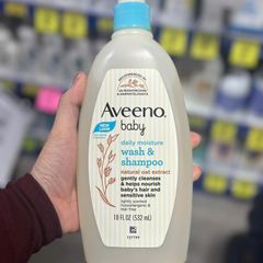 Sữa Tắm Gội Toàn Thân Aveeno Baby Daily Moisture Wash & Shampoo 532ml - Dịu Nhẹ Cho Da Nhạy Cảm, Chiết Xuất Yến Mạch Hàng Mỹ
