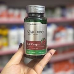 Horbäach Cranberry with Vitamin C 8400mg - Hỗ trợ sức khỏe đường tiết niệu và bàng quang - 200 viên softgel dễ uống