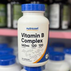 Vitamin B Complex Nutricost 462mg - Hỗ trợ năng lượng, thần kinh, giảm mệt mỏi - 120 viên nang dễ uống, bổ sung dinh dưỡng hàng ngày