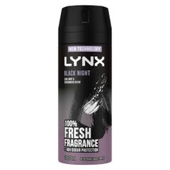 Xịt Khử Mùi LYNX Black Night - Nước Hoa Body Spray Chính Hãng, Mùi Hương Nam Tính Lôi Cuốn, 150ml