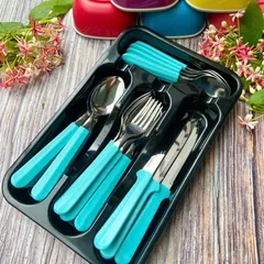 Bộ Dao Thìa Dĩa Bàn Ăn Tramontina Tulum 24 Món Thép Không Gỉ Kèm Khay Nhựa Tiện Dụng, Xuất Xứ Brazil