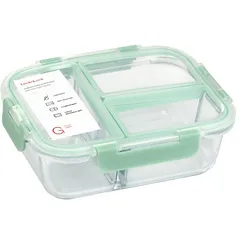 Hộp Thủy Tinh Chia 3 Ngăn LocknLock LLG458- 1040ml - Hàng chính Hãng