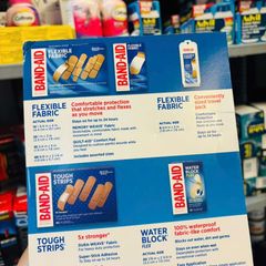 BAND-AID 198 Miếng Cao Cấp Mỹ - Bao Gồm Băng Dính Dẻo, Siêu Bền, Chống Nước - Giải Pháp Hoàn Hảo Cho Gia Đình
