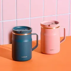 Ca Giữ Nhiệt Lock&Lock Metro Mug Có Tay Cầm 475ml (16 oz) - Thiết Kế Thép Không Gỉ, Màu Hồng, Hàng Chính Hãng