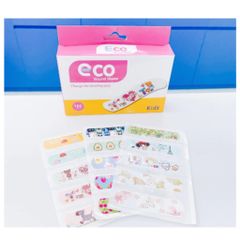 Băng Keo Cá Nhân ECO KIDS Nhiều Màu Sắc Cho Bé - Hộp 100 Miếng An Toàn Mềm Mại, Bảo Vệ Vết Thương Nhẹ Khi Chơi Đùa