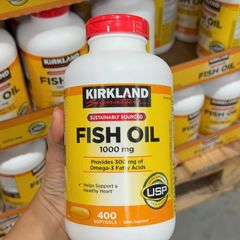 Dầu Cá Kirkland 1000mg 400 Viên - Hỗ Trợ Tim Mạch, Não Bộ và Thị Giác - Omega-3 Từ Mỹ